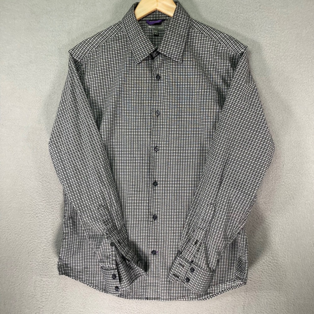 Gap Mens Button Down Shirt Medium Grid Pattern Long Sleeve Casual
